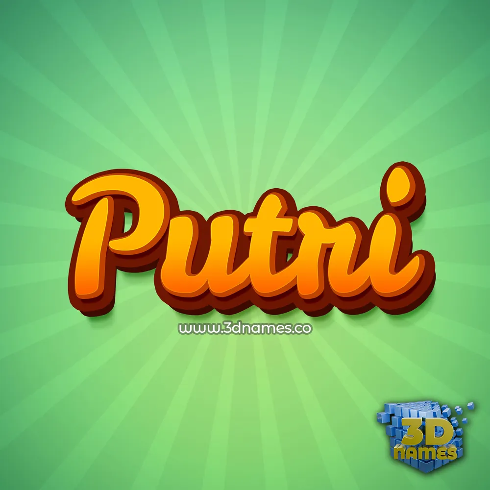 putri in Green Rays style - 3D name wallpaper