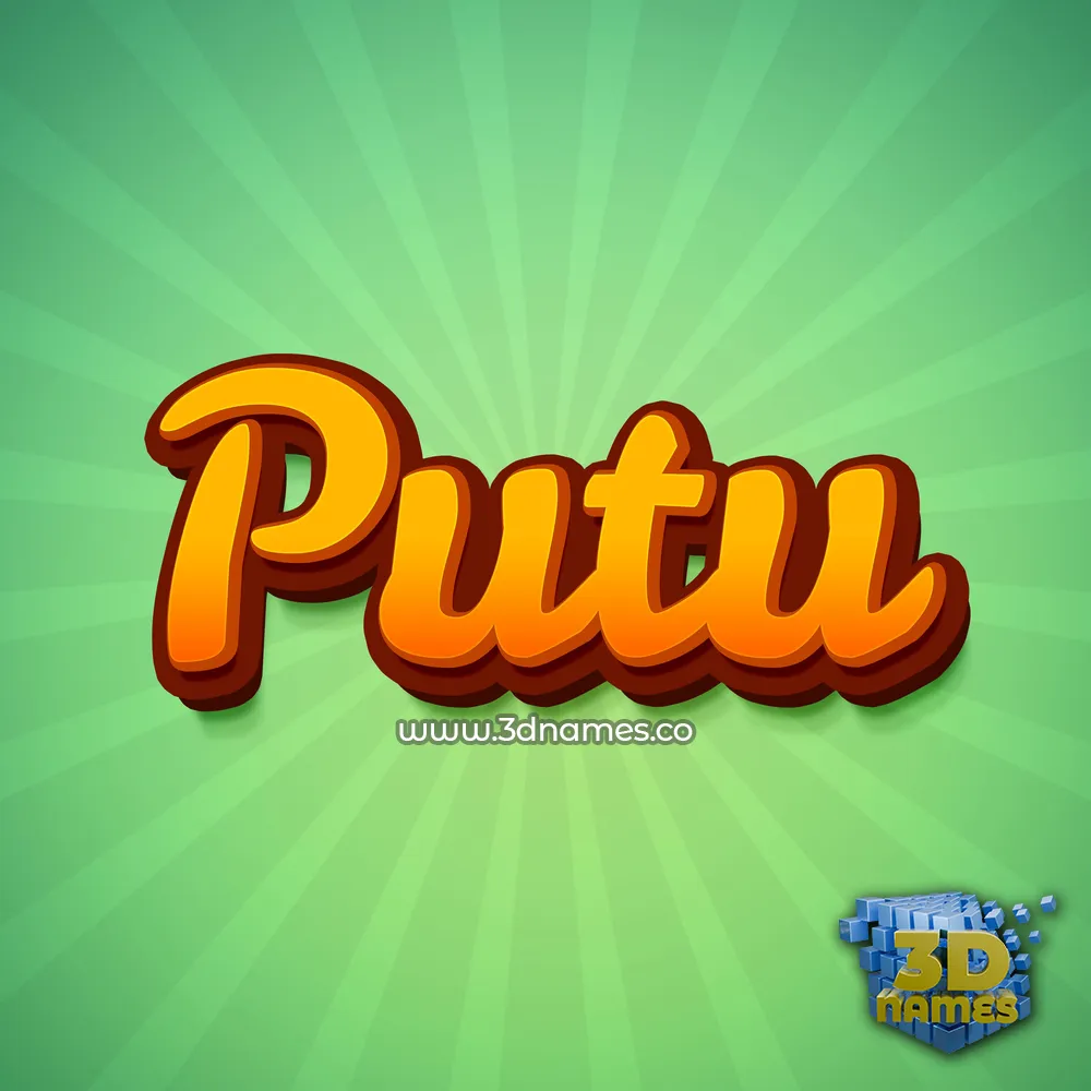 putu in Green Rays style - 3D name wallpaper