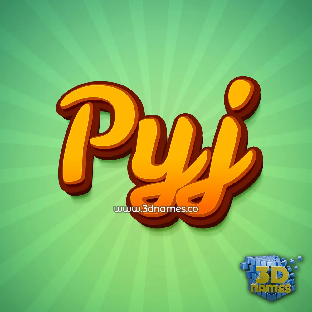pyj in Green Rays style - 3D name wallpaper