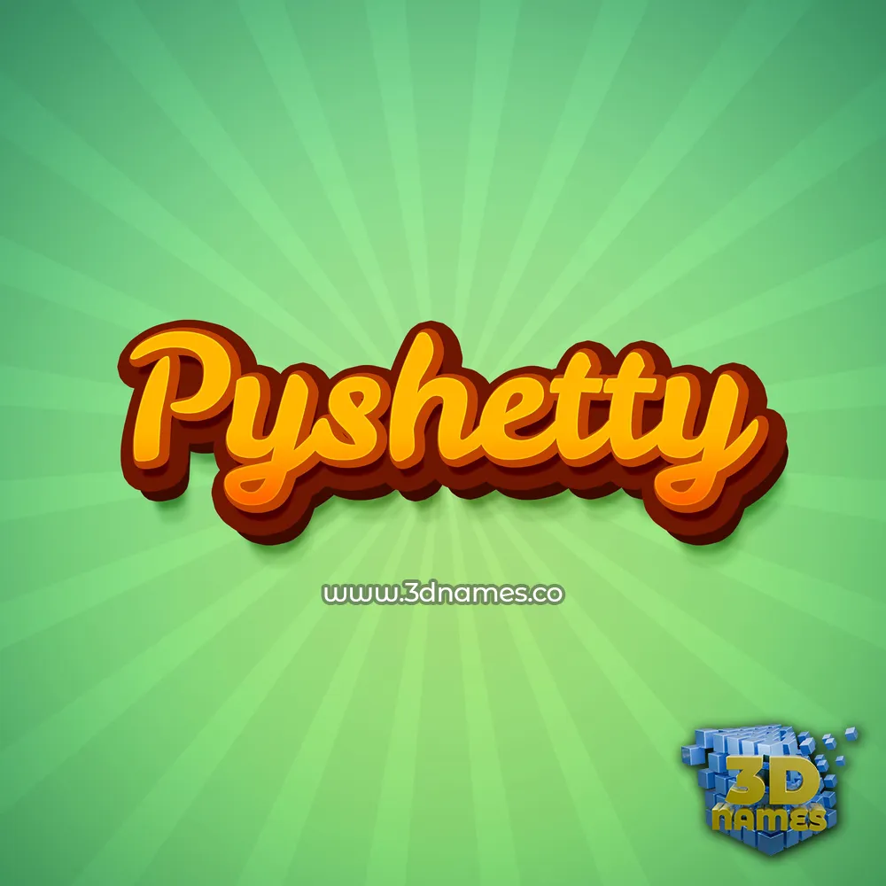 pyshetty in Green Rays style - 3D name wallpaper