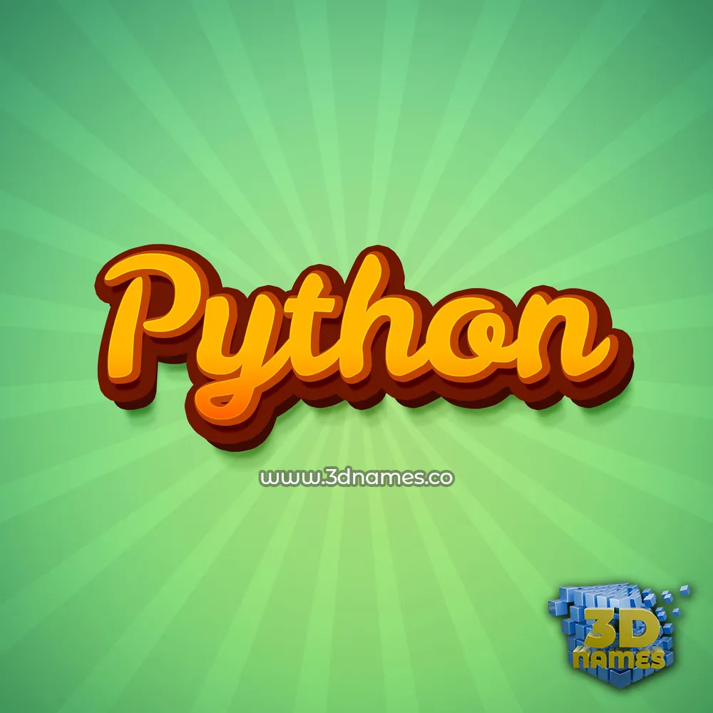 python in Green Rays style - 3D name wallpaper