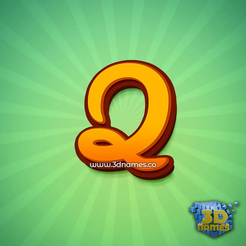 q in Green Rays style - 3D name wallpaper