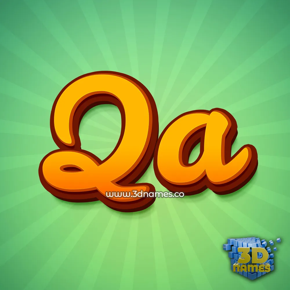 qa in Green Rays style - 3D name wallpaper