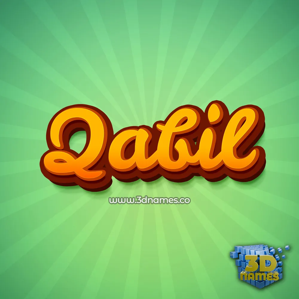 qabil in Green Rays style - 3D name wallpaper