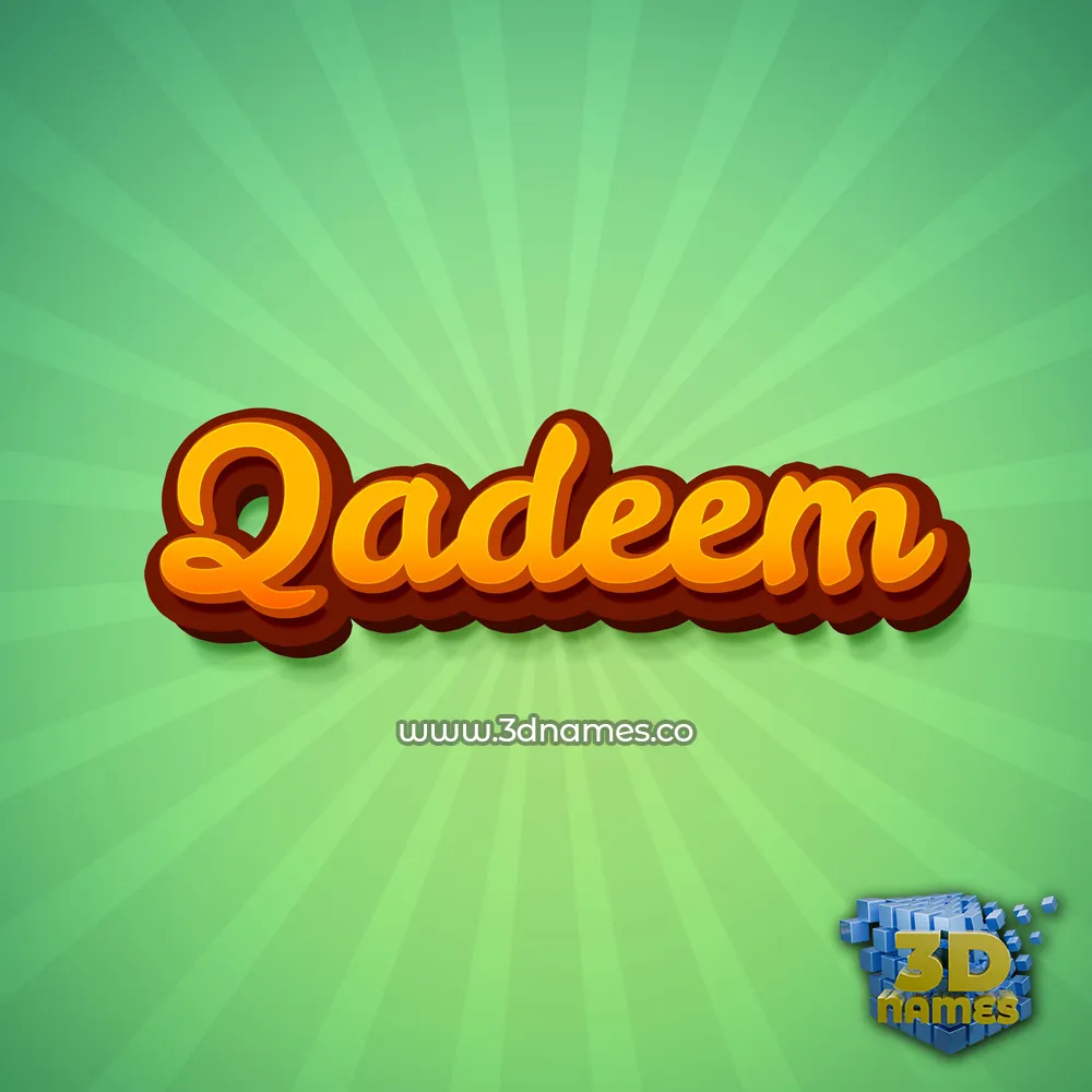 qadeem in Green Rays style - 3D name wallpaper