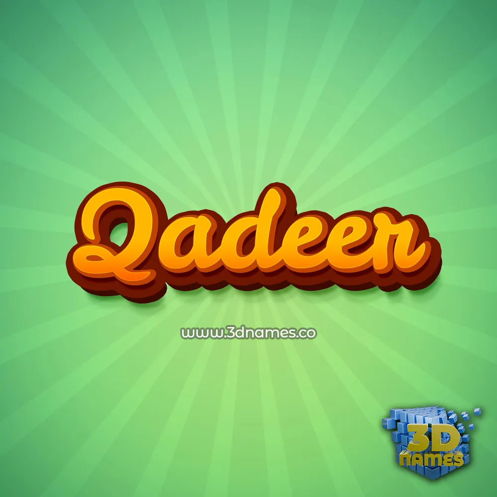 qadeer in Green Rays style - 3D name wallpaper