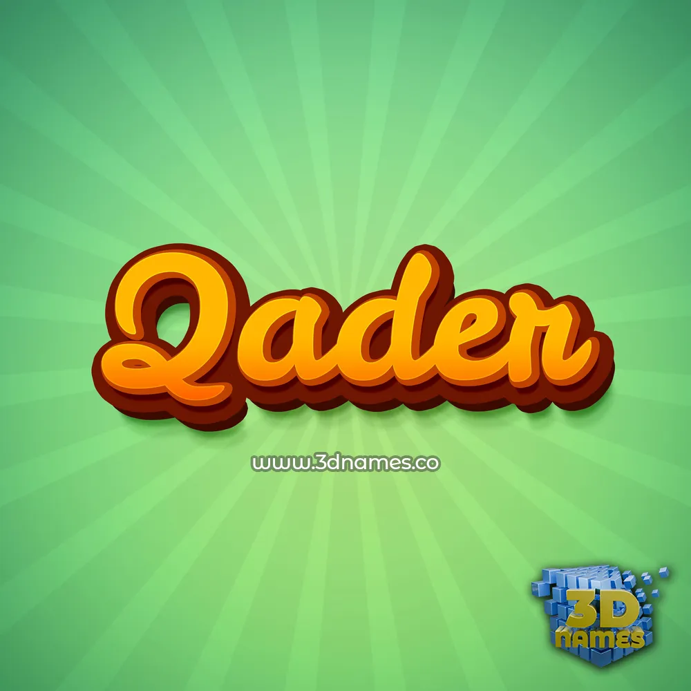 qader in Green Rays style - 3D name wallpaper