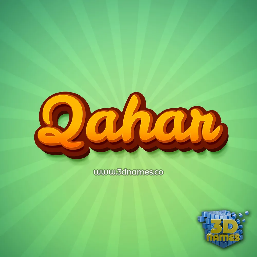 qahar in Green Rays style - 3D name wallpaper
