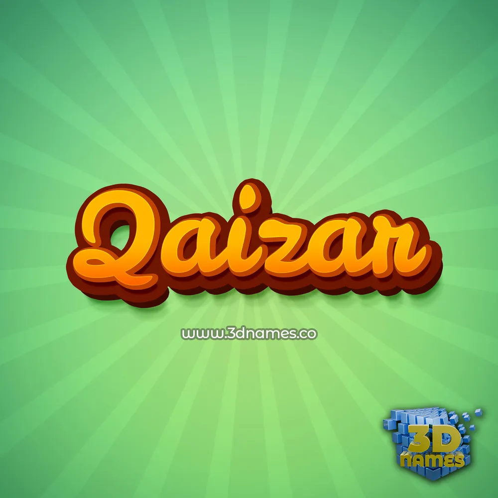 qaizar in Green Rays style - 3D name wallpaper