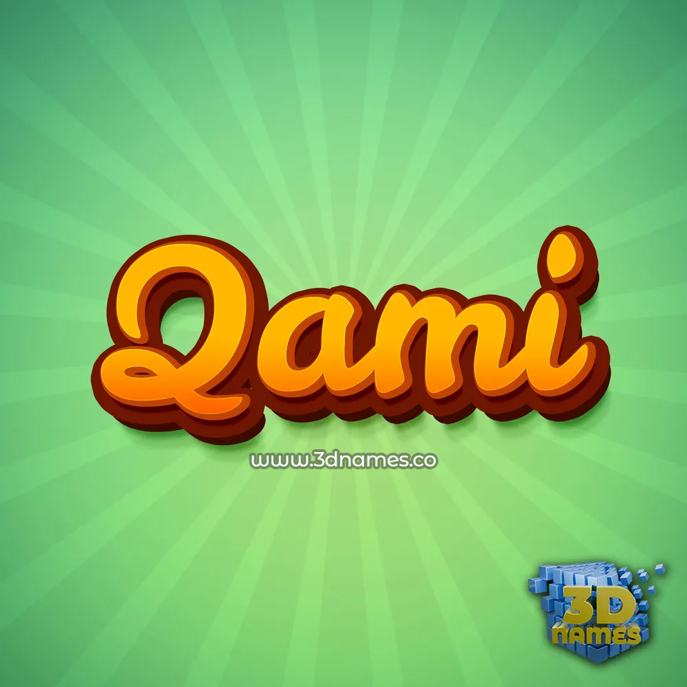 qami in Green Rays style - 3D name wallpaper