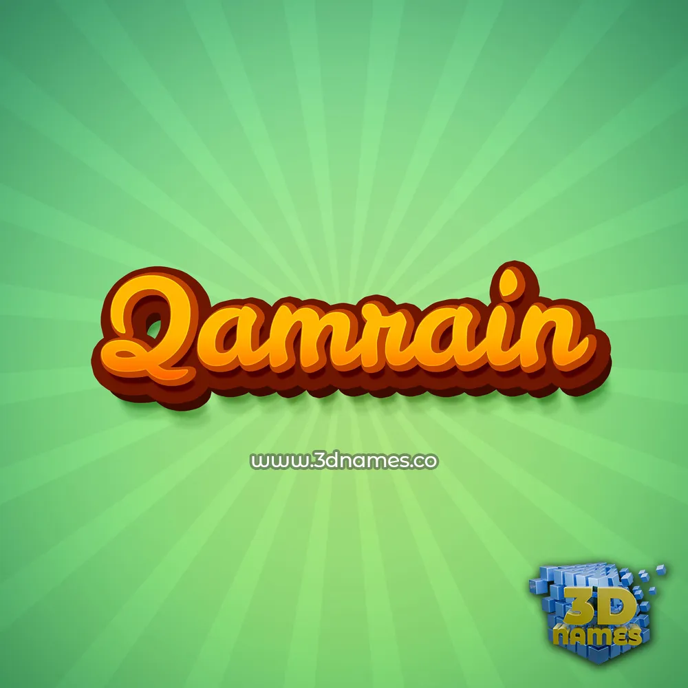 qamrain in Green Rays style - 3D name wallpaper