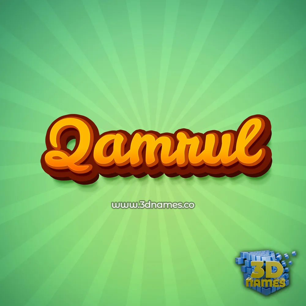 qamrul in Green Rays style - 3D name wallpaper