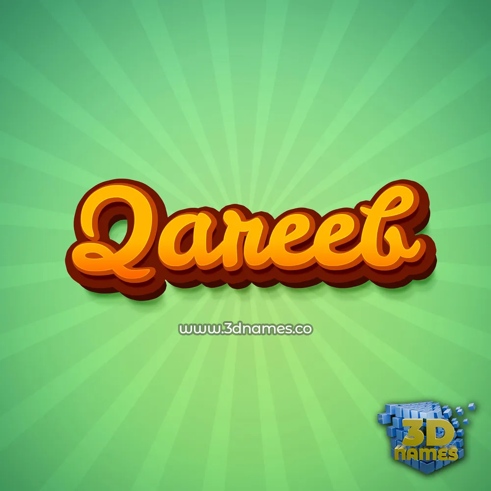 qareeb in Green Rays style - 3D name wallpaper