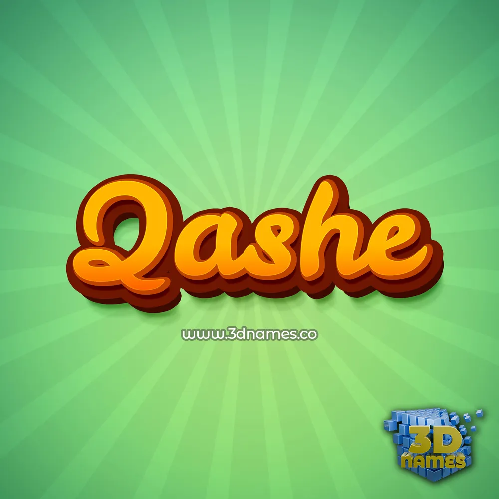 qashe in Green Rays style - 3D name wallpaper