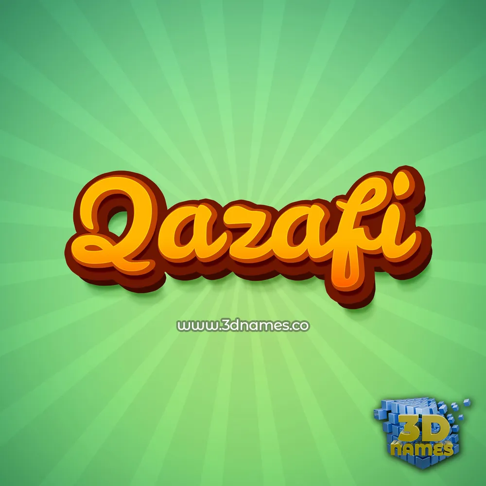 qazafi in Green Rays style - 3D name wallpaper