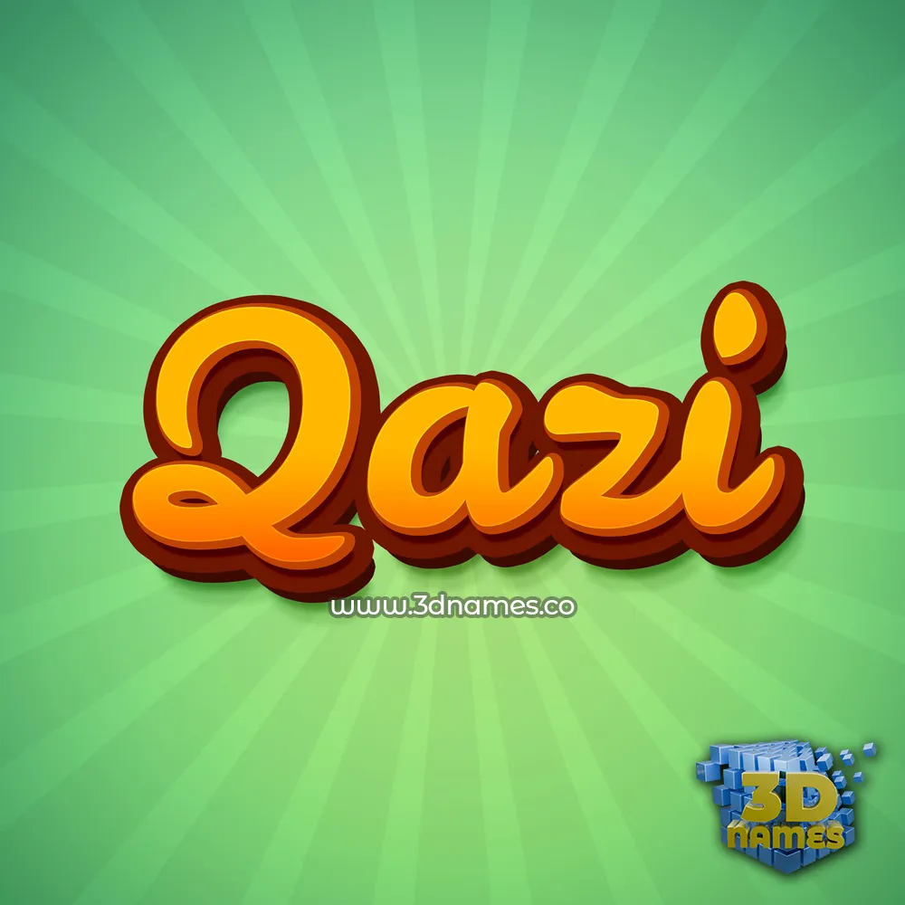 qazi in Green Rays style - 3D name wallpaper