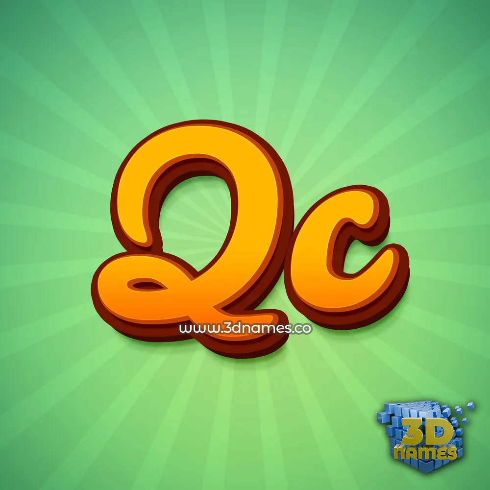 qc in Green Rays style - 3D name wallpaper