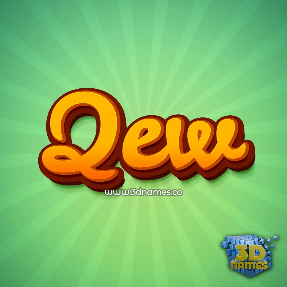 qew in Green Rays style - 3D name wallpaper