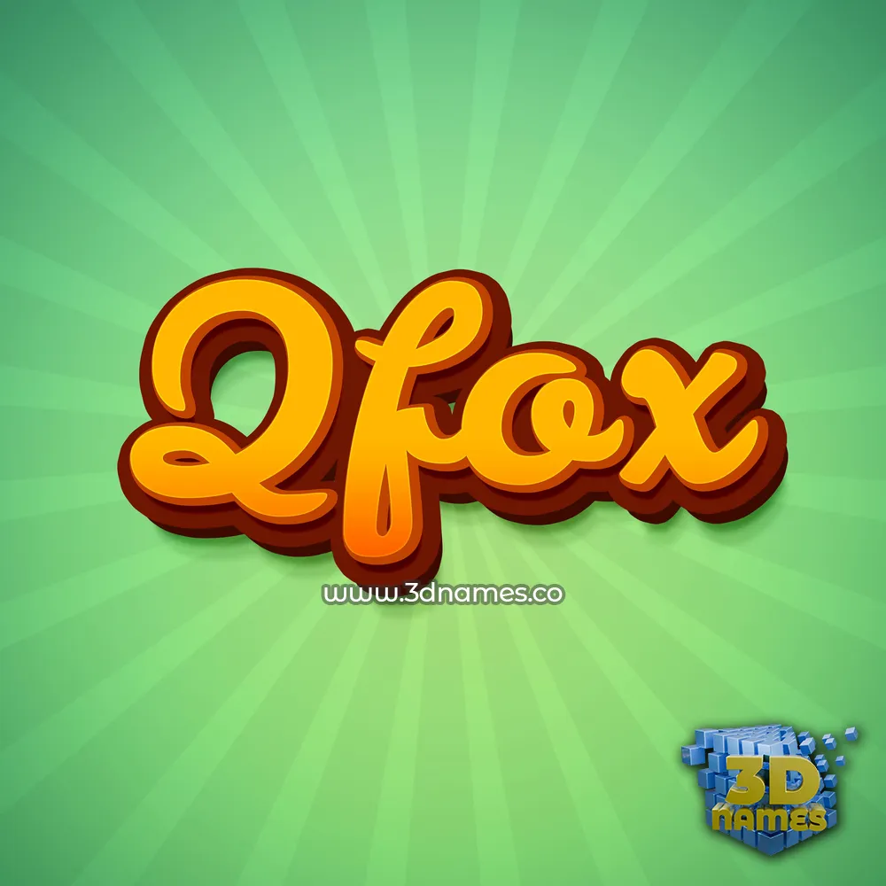qfox in Green Rays style - 3D name wallpaper