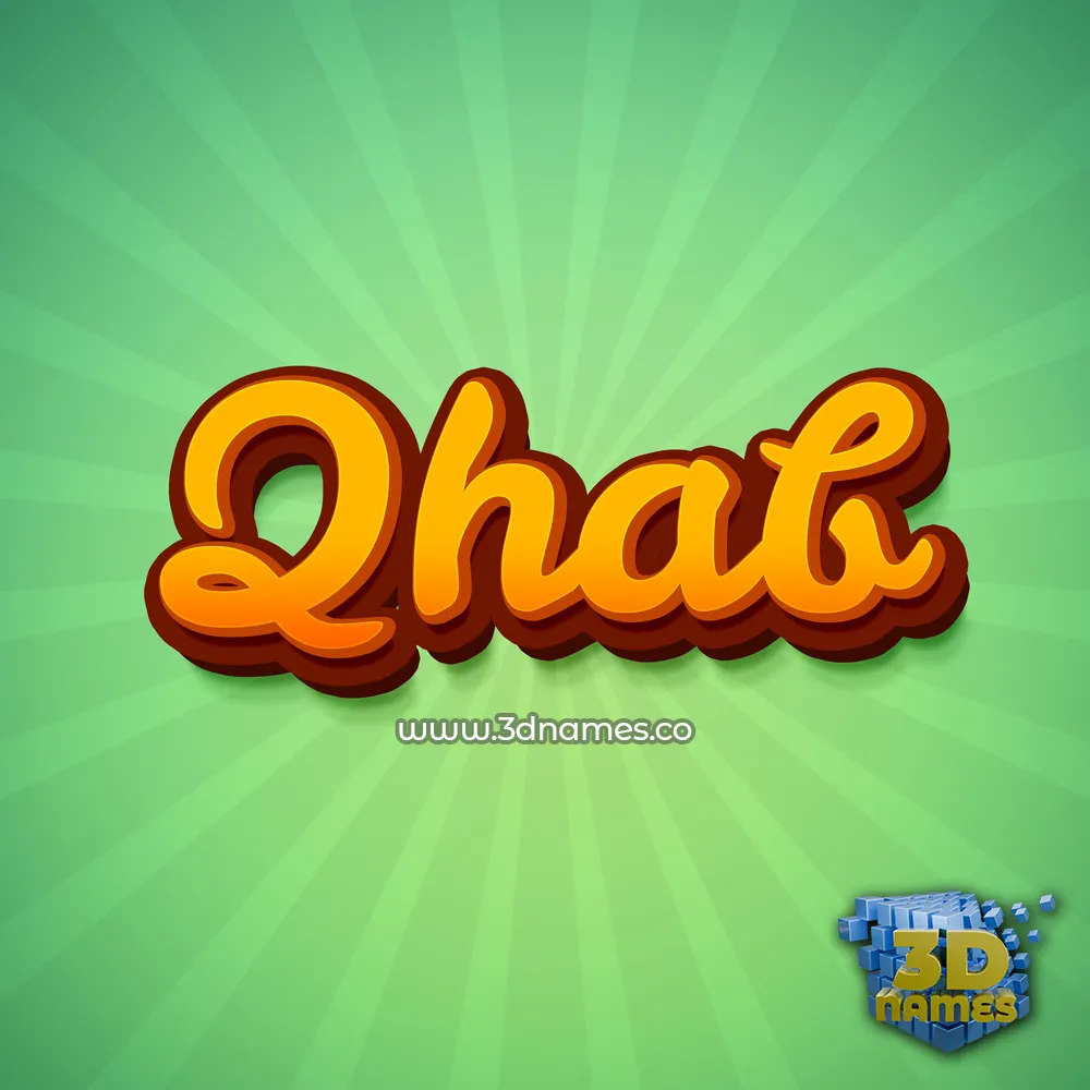 qhab in Green Rays style - 3D name wallpaper