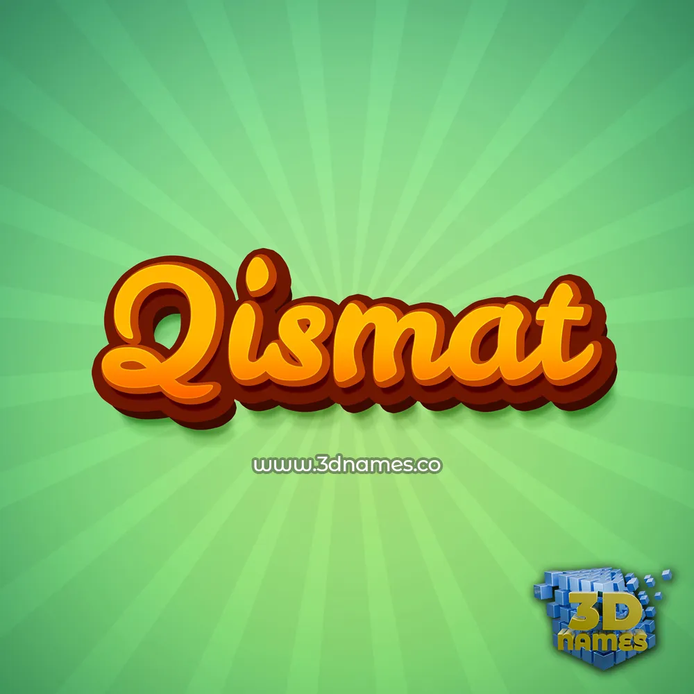 qismat in Green Rays style - 3D name wallpaper