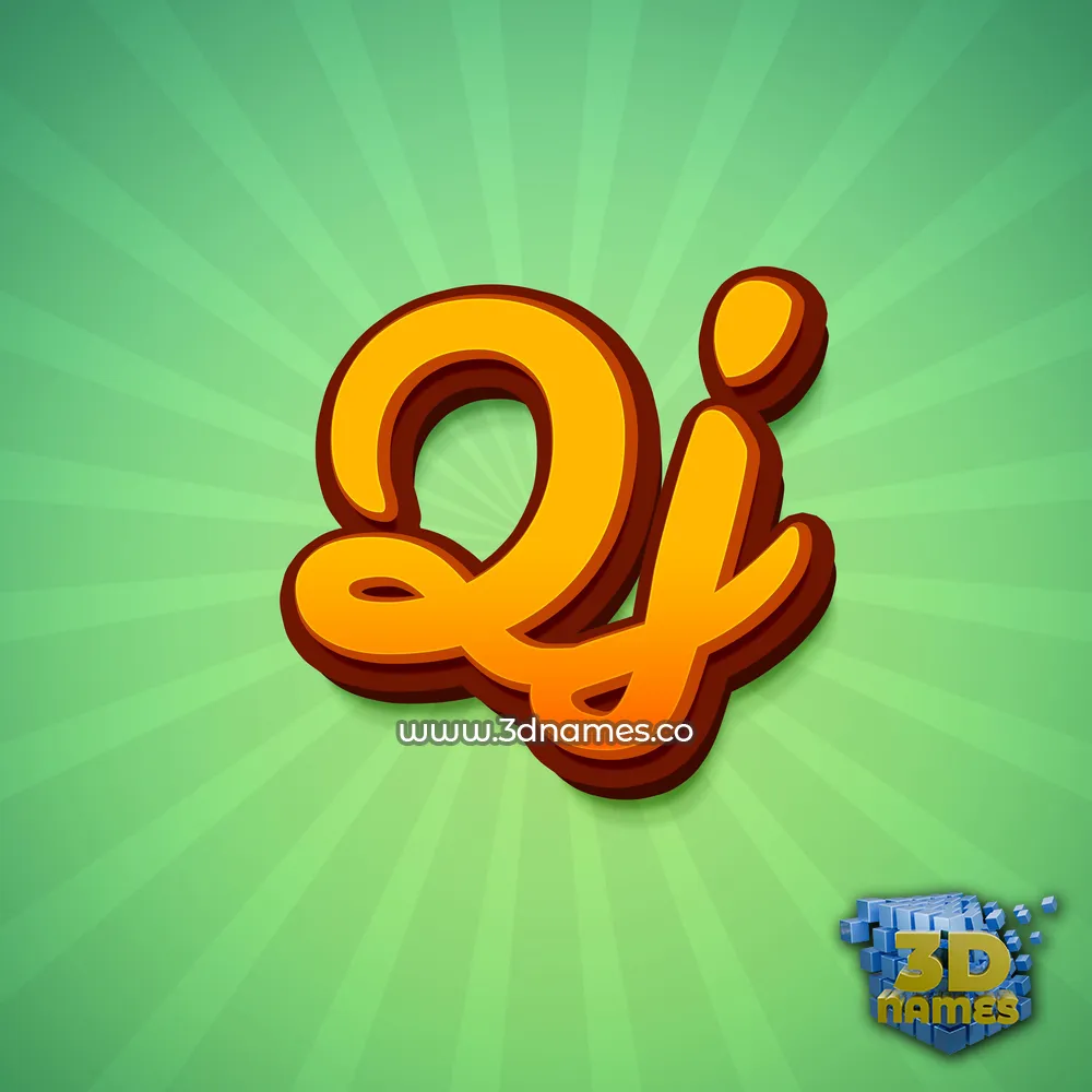 qj in Green Rays style - 3D name wallpaper