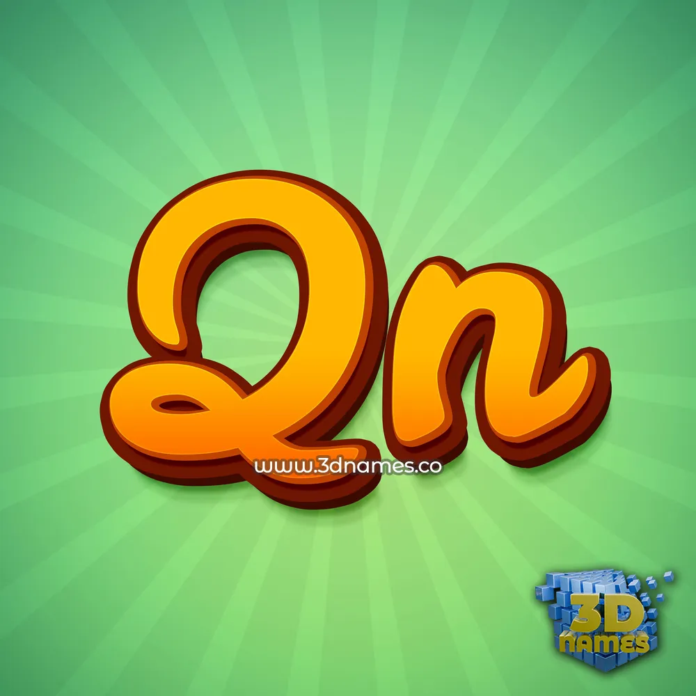 qn in Green Rays style - 3D name wallpaper