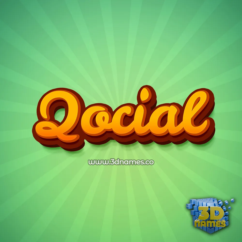 qocial in Green Rays style - 3D name wallpaper