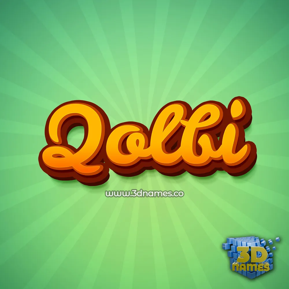 qolbi in Green Rays style - 3D name wallpaper