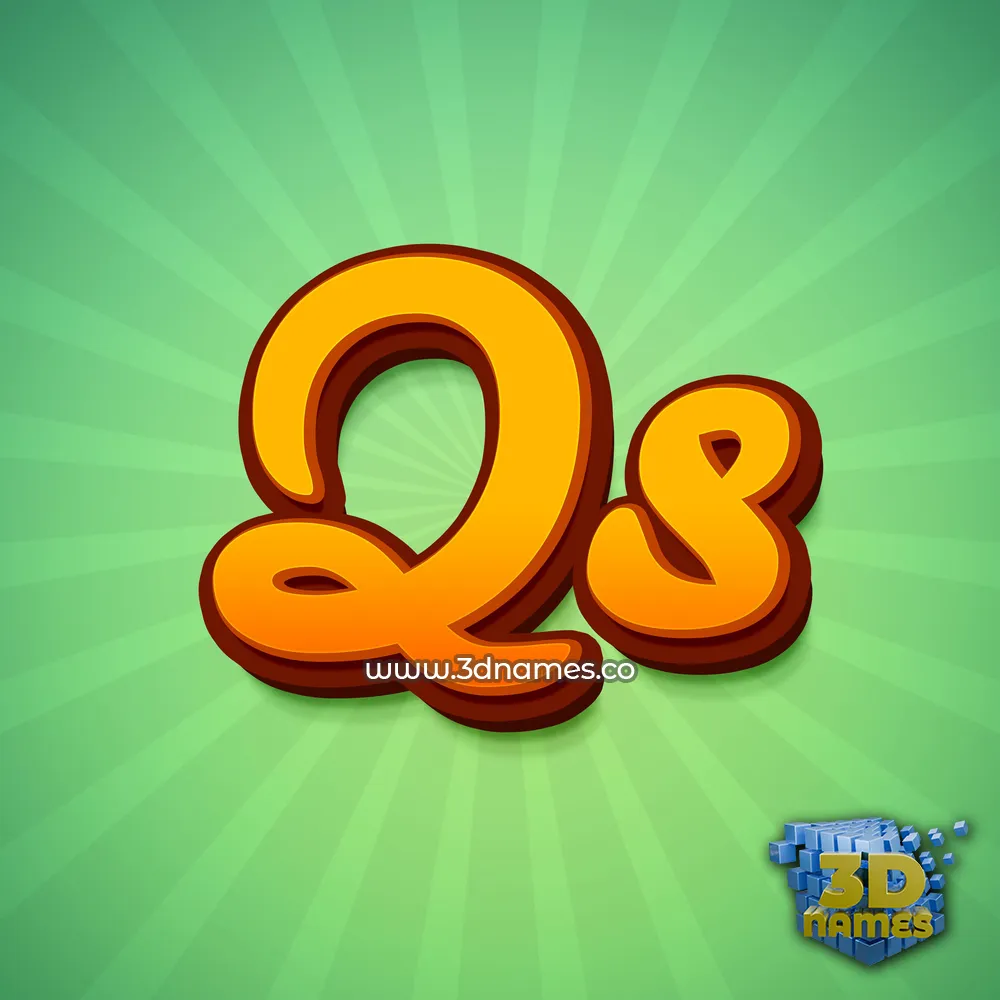 qs in Green Rays style - 3D name wallpaper