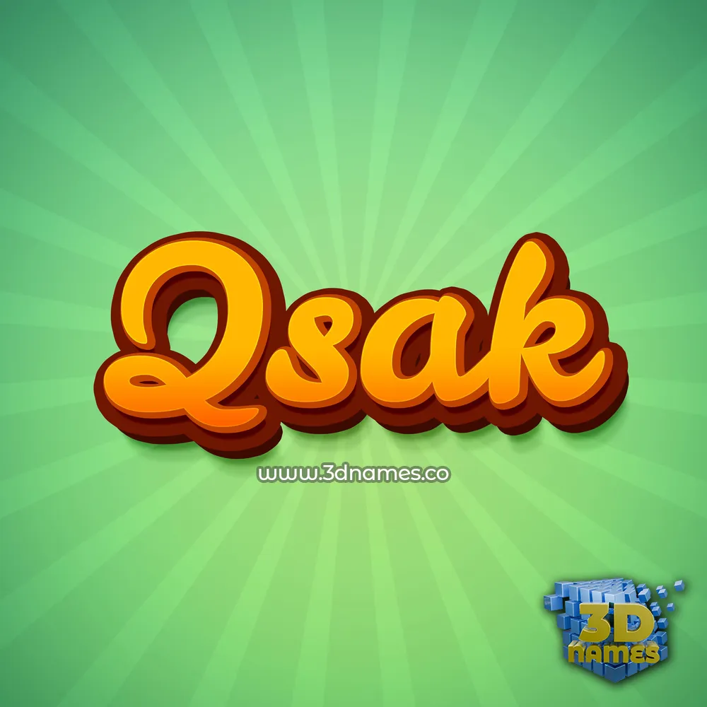 qsak in Green Rays style - 3D name wallpaper
