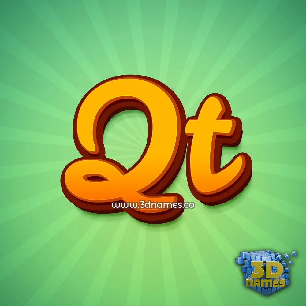 qt in Green Rays style - 3D name wallpaper