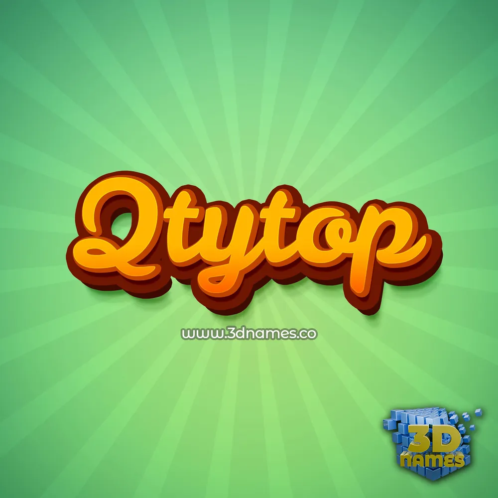 qtytop in Green Rays style - 3D name wallpaper