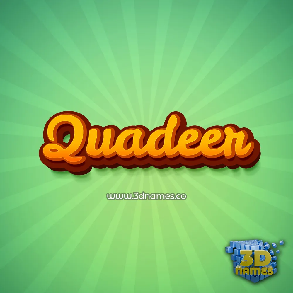 quadeer in Green Rays style - 3D name wallpaper