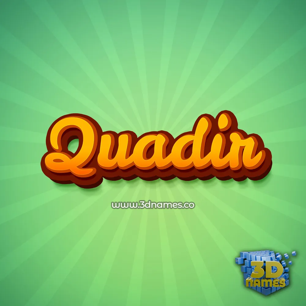 quadir in Green Rays style - 3D name wallpaper