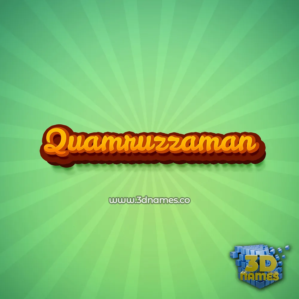 quamruzzaman in Green Rays style - 3D name wallpaper