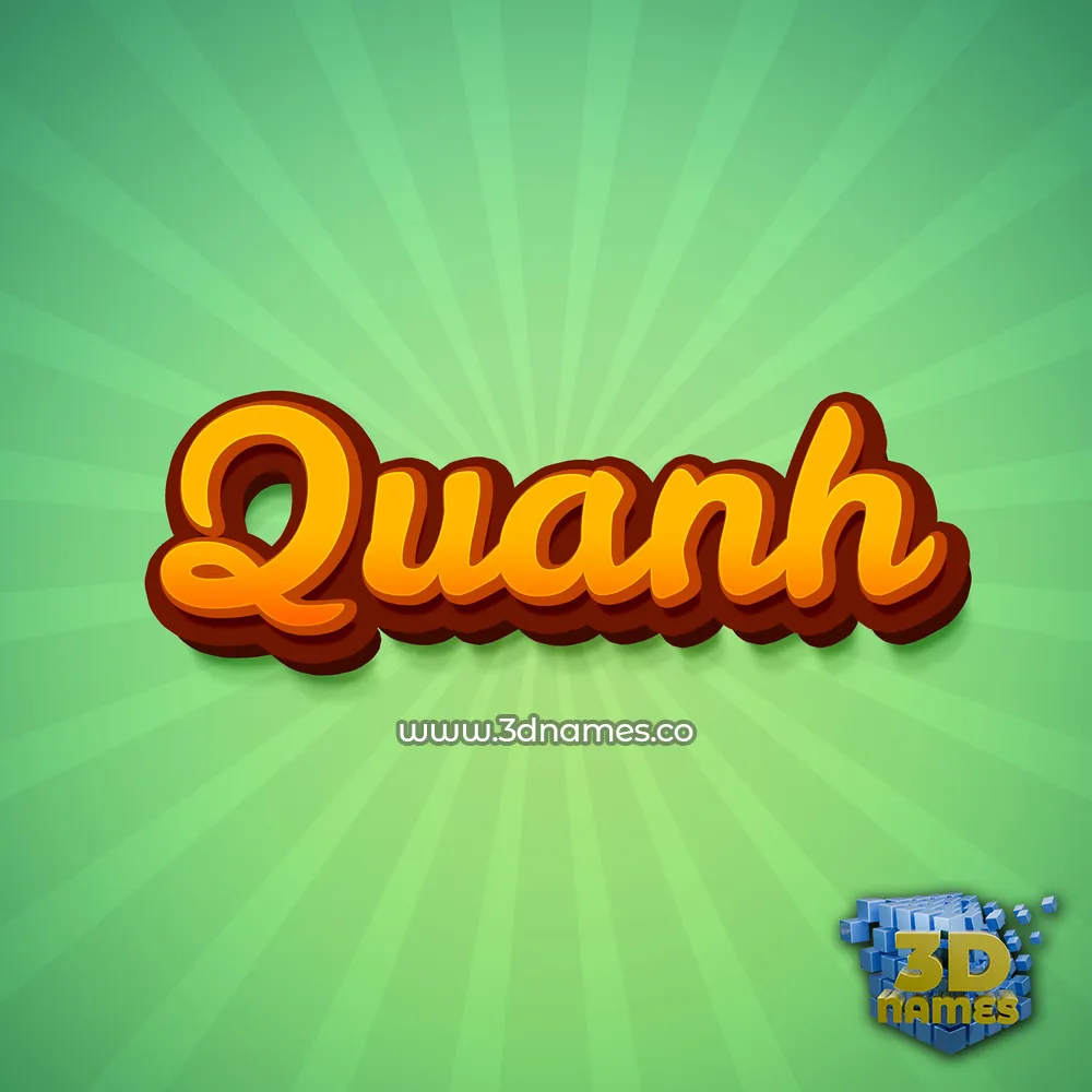 quanh in Green Rays style - 3D name wallpaper