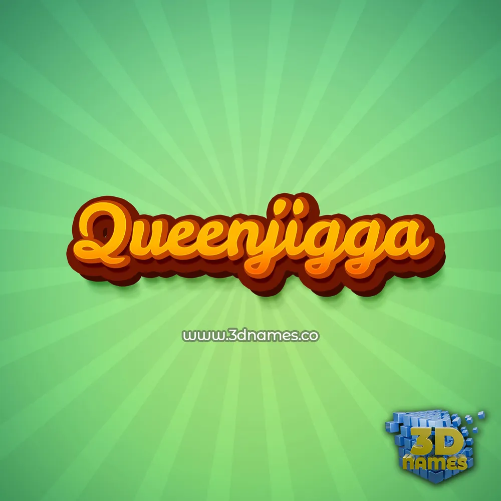 queenjigga in Green Rays style - 3D name wallpaper