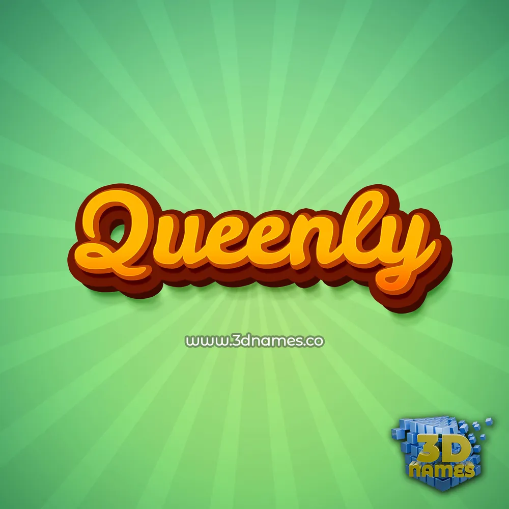 queenly in Green Rays style - 3D name wallpaper
