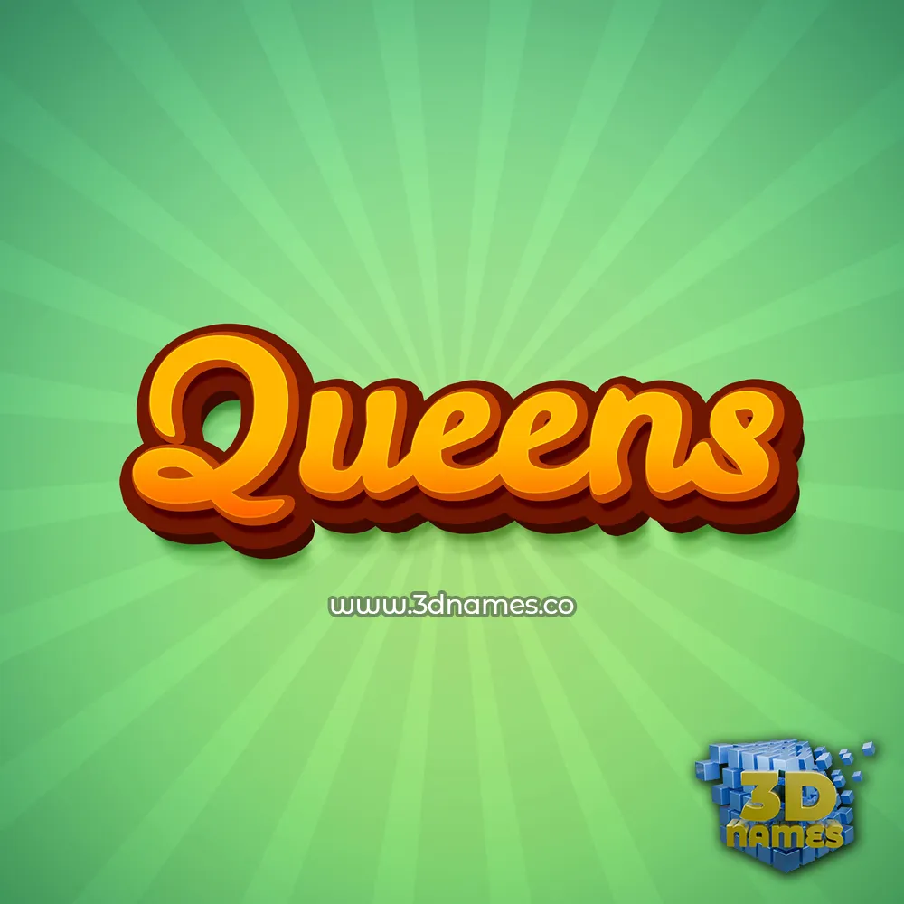 queens in Green Rays style - 3D name wallpaper