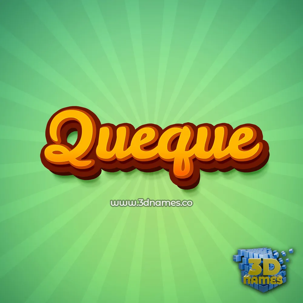 queque in Green Rays style - 3D name wallpaper