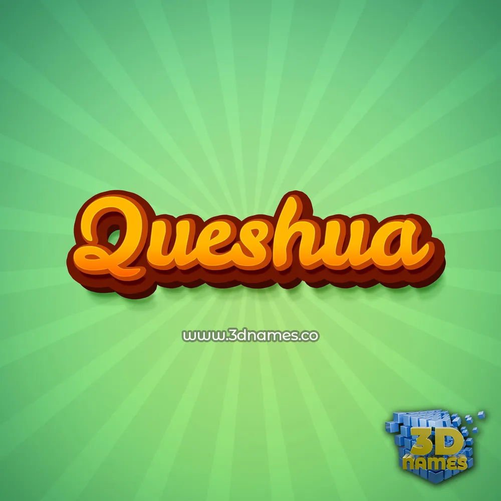 queshua in Green Rays style - 3D name wallpaper