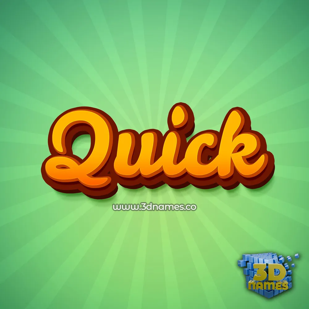 quick in Green Rays style - 3D name wallpaper