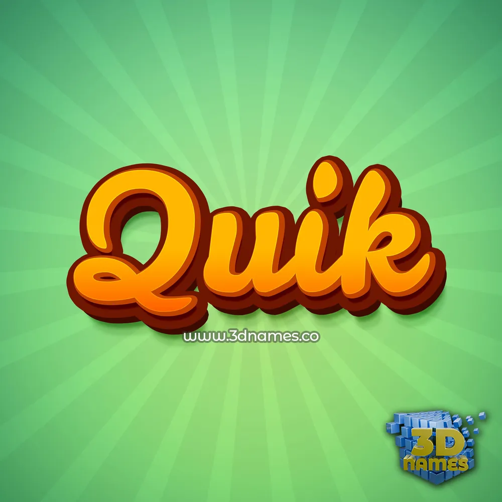 quik in Green Rays style - 3D name wallpaper