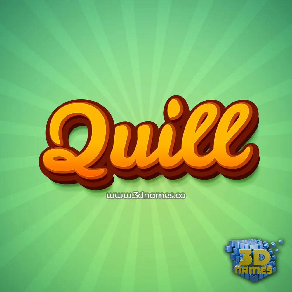 quill in Green Rays style - 3D name wallpaper