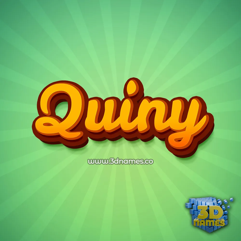 quiny in Green Rays style - 3D name wallpaper