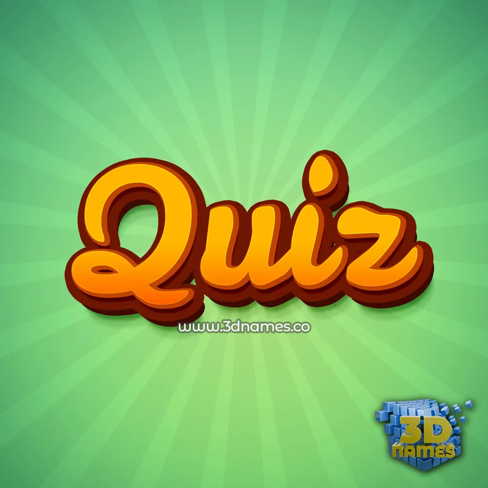 quiz in Green Rays style - 3D name wallpaper