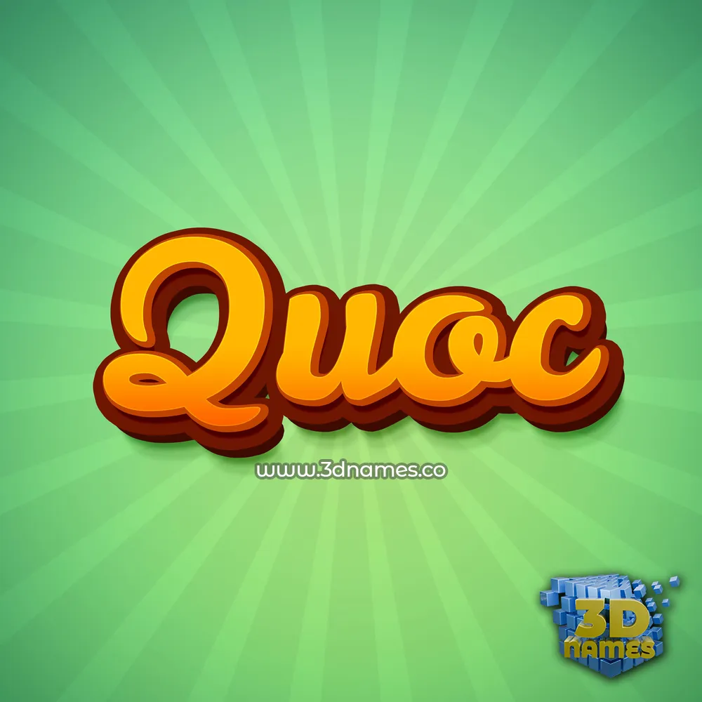 quoc in Green Rays style - 3D name wallpaper