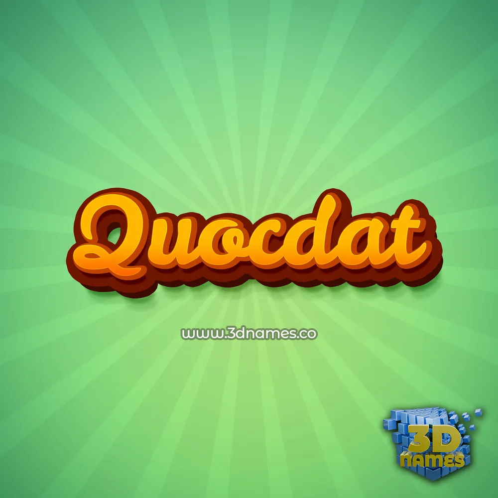 quocdat in Green Rays style - 3D name wallpaper