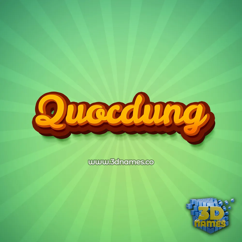 quocdung in Green Rays style - 3D name wallpaper